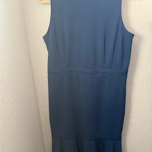Ann Taylor Factory Blue Sleeveless Sheath Midi Dress with cut out details